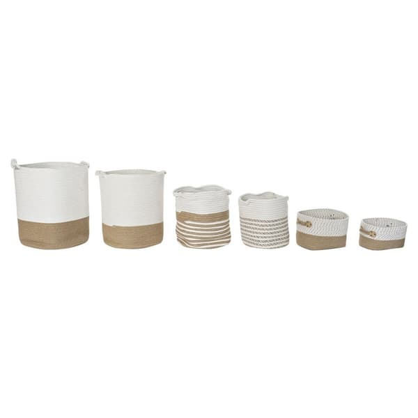 Korg - set DKD Home Decor Vit Bomull Jute (45 x 45 x 54 cm) (6 Delar)