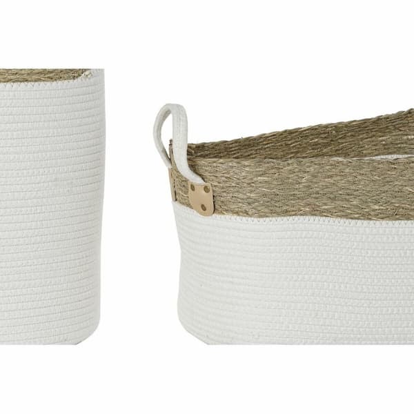 Korg - set DKD Home Decor Vit Bomull Naturliga fibrer (41 x 41 x 52,5 cm) (7 Delar)