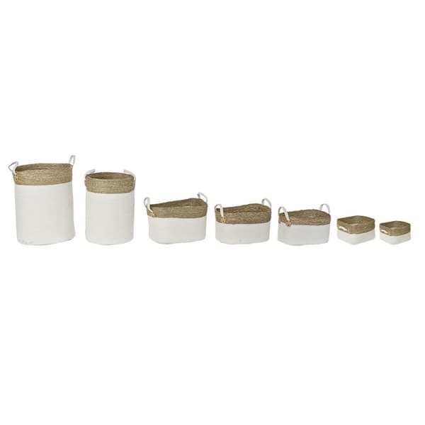 Korg - set DKD Home Decor Vit Bomull Naturliga fibrer (41 x 41 x 52,5 cm) (7 Delar)