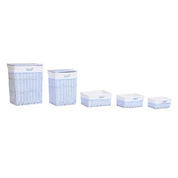 Korgset DKD Home Decor Blå Celeste vide Barn 44 x 34 x 56 cm (5 Delar)