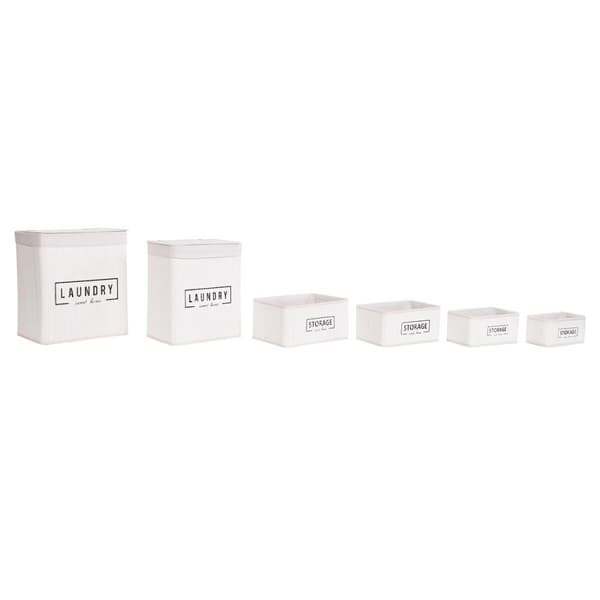 Korgset DKD Home Decor Vit Bambu 40 x 30 x 46 cm (5 Delar)