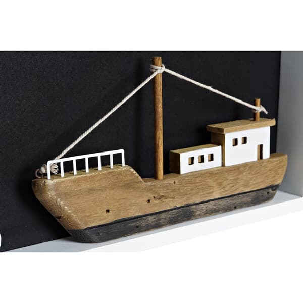 Koristehahmo DKD Home Decor Valkoinen Ruskea Barco 40 x 3,5 x 20 cm