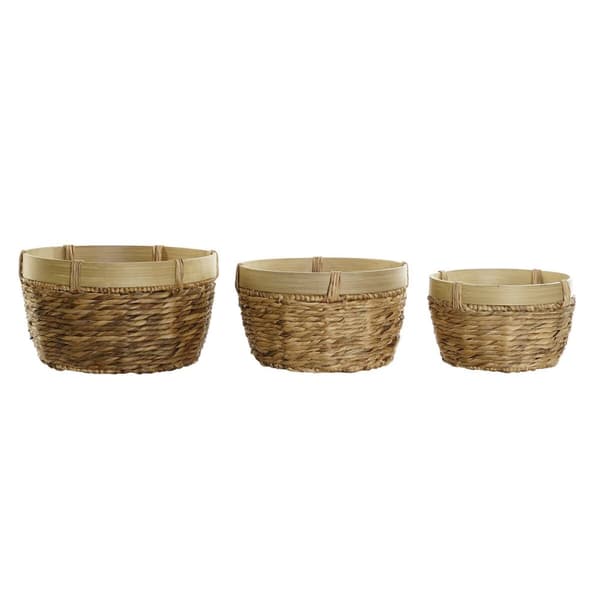 Korisetti DKD Home Decor Bambu Trooppinen Vihvilät (40 x 40 x 23 cm) (3 Kappaletta)