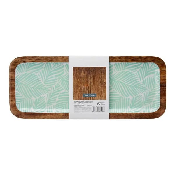Pöytäkoriste Valkoinen Ruskea Vihreä Kasvien lehtiä 38 x 15 cm