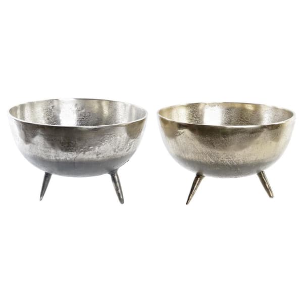 Pöytäkoriste DKD Home Decor 31 x 31 x 19,5 cm Hopeinen Kullattu Moderni (2 osaa)
