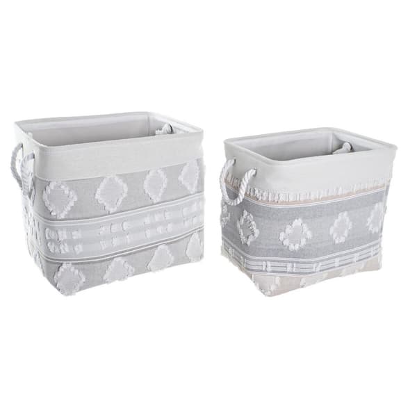 Korisetti DKD Home Decor Harmaa Puuvilla (45 x 35 x 40 cm) (2 Kappaletta)