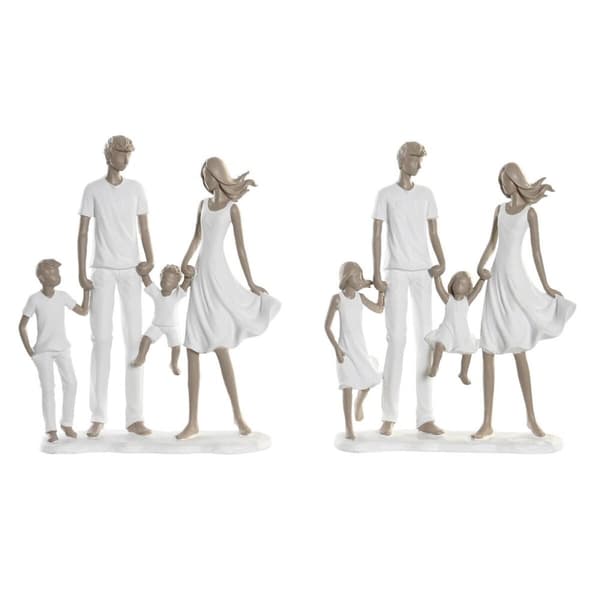 Koristehahmo DKD Home Decor 20,5 x 7,5 x 24,5 cm 20,5 x 6,5 x 24,5 cm Harmaa Valkoinen Perhe (2 osaa)