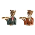 Miniatyrbild 1 av 3: Prydnadsfigur DKD Home Decor 17,5 x 11 x 23,5 cm Blå Gyllene Brun Leopard Kolonial (2 antal)
