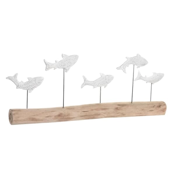 Koristehahmo DKD Home Decor Vanhahtava viimeistely Ruskea Valkoinen Hartsi Mangopuu Spiraalit (77 x 8 x 31 cm)