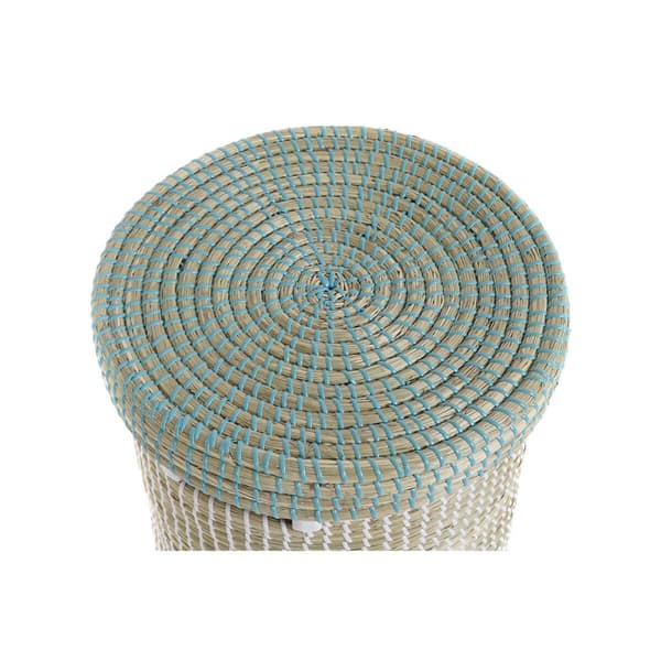 Korg - set DKD Home Decor Blå Vit Naturell Sjögräs 44 x 44 x 51 cm