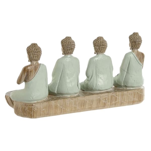 Prydnadsfigur Home ESPRIT Vit Grön Buddha Orientalisk 24 x 9 x 11 cm (2 antal)