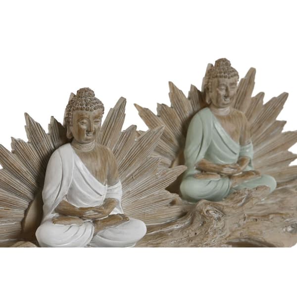 Prydnadsfigur Home ESPRIT Vit Grön Buddha Orientalisk 30 x 6 x 15 cm (2 antal)