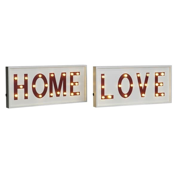 Seinäkoriste DKD Home Decor Valkoinen Punainen Kaupunki 48 x 4 x 22 cm (2 osaa)