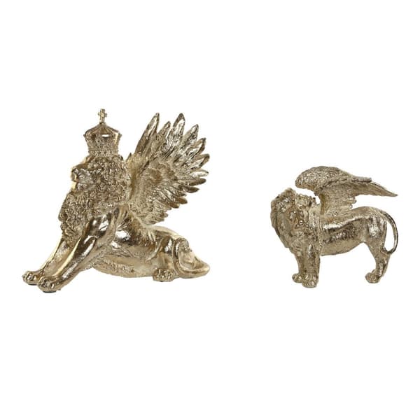 Prydnadsfigur Home ESPRIT Gyllene Lejonet 20 x 10,5 x 17,5 cm 29 x 13 x 25 cm (2 antal)