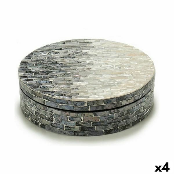 Koristerasia Valkoinen Musta Hopeinen Helmiäinen lastulevy 25 x 8,5 x 25 cm (4 osaa)