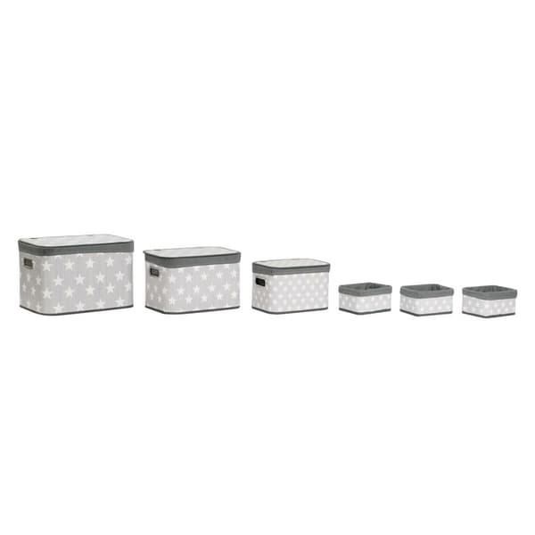 Korisetti DKD Home Decor Valkoinen Harmaa Bambu Puu MDF Tähdet 51 x 35 x 33 cm