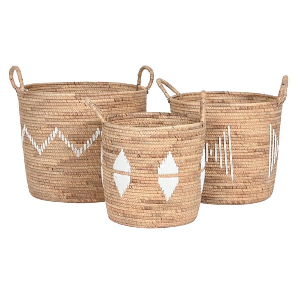 Korg - set DKD Home Decor Vit Naturell Snöre Sjögräs Boho 46 x 46 x 48 cm