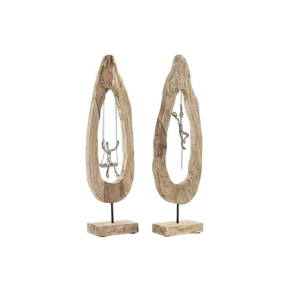 Prydnadsfigur DKD Home Decor Brun Silvrig Naturell 18 x 9 x 62 cm (2 antal)