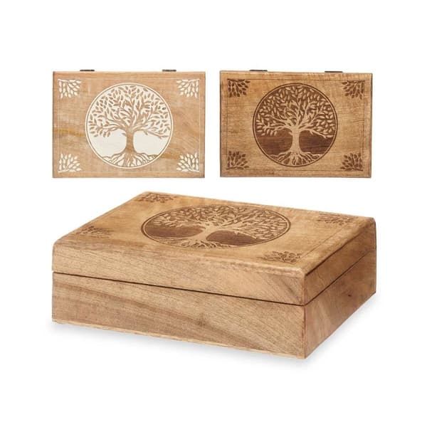 Dekorationslåda Mangoträ 25,5 x 8 x 17,4 cm (6 antal) Livets träd