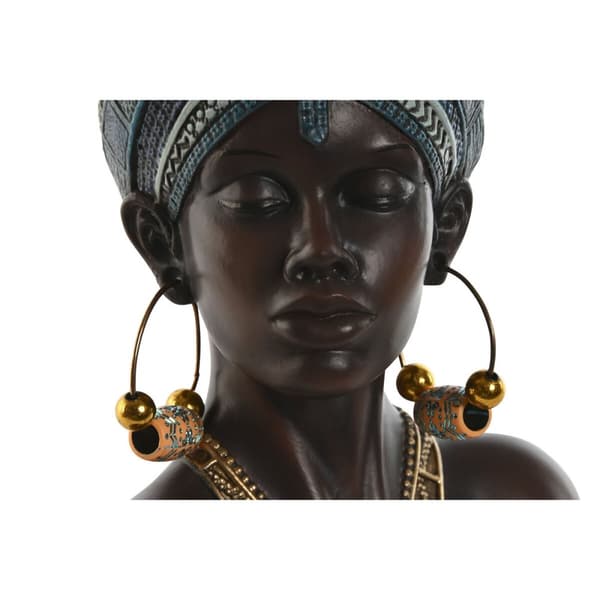 Koristehahmo Home ESPRIT Sininen Musta Kullattu Afrikkalainen nainen 15 x 11 x 25 cm
