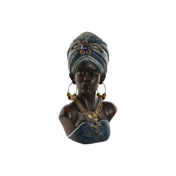 Koristehahmo Home ESPRIT Sininen Musta Kullattu Afrikkalainen nainen 15 x 11 x 25 cm