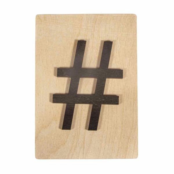 Svart träform 'hashtag' 14,8 x 10,5 cm