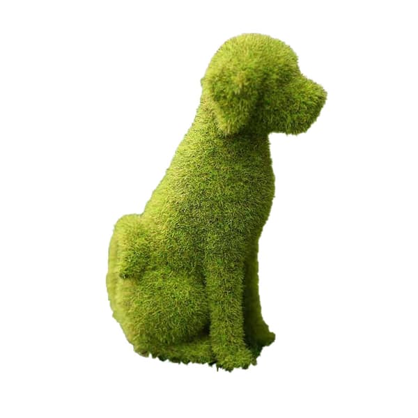 INF Simulering Flocking Ornament Figurine - Dekorativ hage statue Sitting puppy