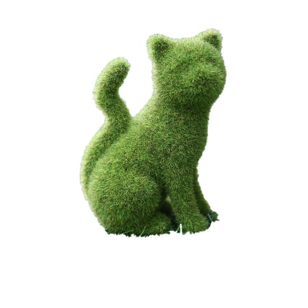 INF Simulering Flocking Ornament Figurine - Dekorativ hage statue Sitting kitten