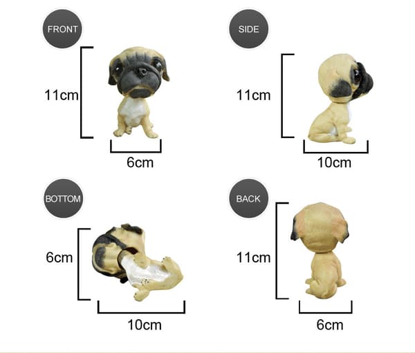 INF Koiramallin auton sisustuksen heiluttavat pään koristeet Pug