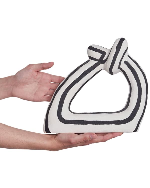Figur Svart Hvit Steintøy 24 cm Abstrakt form Vanntett Retro design Dekorasjon Interiør Vase