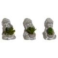 Pikkukuva 1 / 3: Koristekasvi Home ESPRIT Polyetyleeni Sementti Buddha Itämainen 8,5 x 7 x 11 cm (3 osaa)