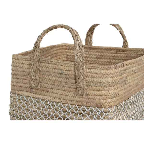 Korg - set Home ESPRIT Vit Naturell Ljusbrun PVC Sjögräs Rusar 43 x 38 x 36 cm (2 Delar)