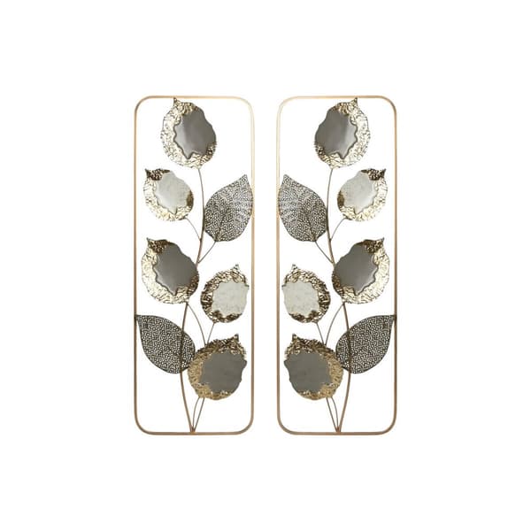 Vægdekoration Home ESPRIT Grå Gylden Moderne Blomst 31 x 2,5 x 89,5 cm (2 enheder)