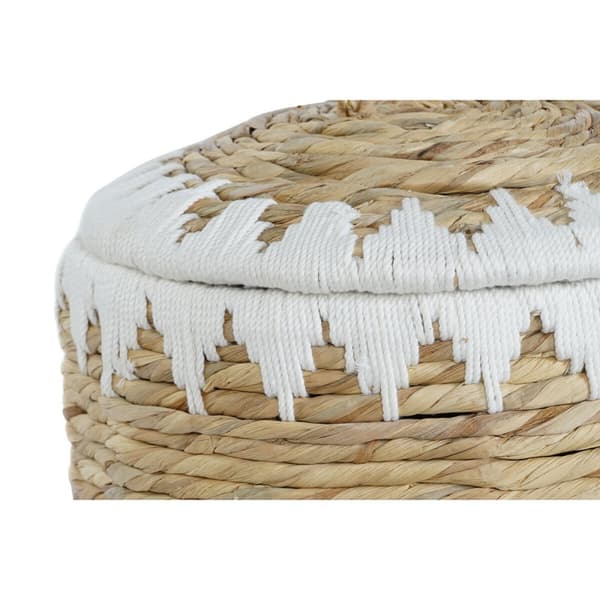 Basketballsett Home ESPRIT Hvit Naturell Naturfiber Boho 35 x 35 x 37 cm (2 Deler)