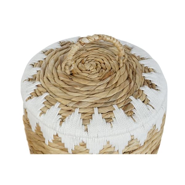 Basketballsett Home ESPRIT Hvit Naturell Naturfiber Boho 35 x 35 x 37 cm (2 Deler)