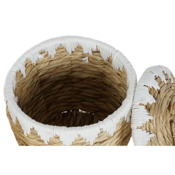 Basketballsett Home ESPRIT Hvit Naturell Naturfiber Boho 35 x 35 x 37 cm (2 Deler)