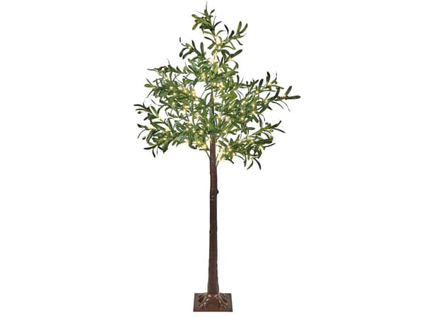 Kunstigt juletræ grønt syntetisk materiale 180 cm med LED-lys ude og inde Skandinavisk stil