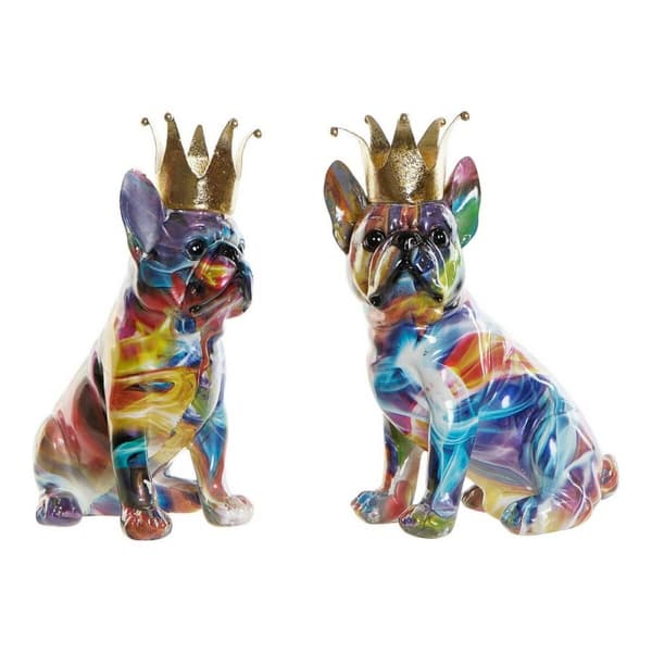 Prydnadsfigur DKD Home Decor 18,5 x 11,5 x 23,5 cm Multicolour Hund (2 antal)