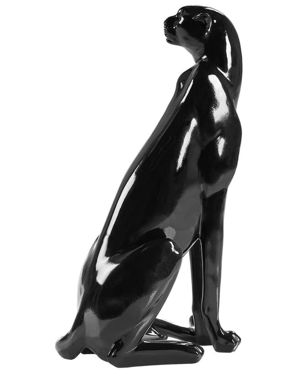 Dekorativ Figurin Svart Polyresin 34 cm Accent Prydnad Jaguar Dekoration Vardagsrum