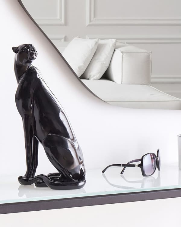 Dekorativ Figurin Svart Polyresin 34 cm Accent Prydnad Jaguar Dekoration Vardagsrum