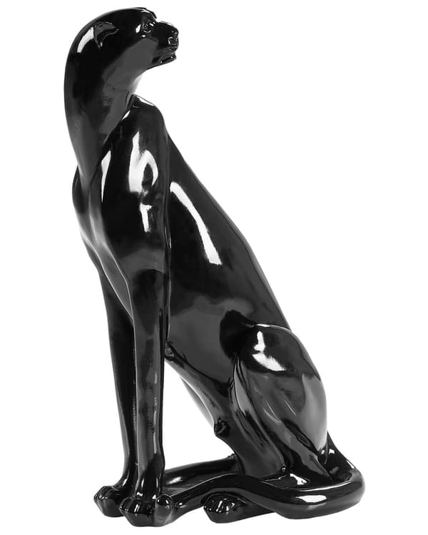 Dekorativ Figurin Svart Polyresin 34 cm Accent Prydnad Jaguar Dekoration Vardagsrum