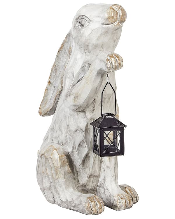 Dekorativ Figurin Vit MgO 37 cm Accent Prydnad Påskhare Inomhus Utomhus Dekoration Vardagsrum