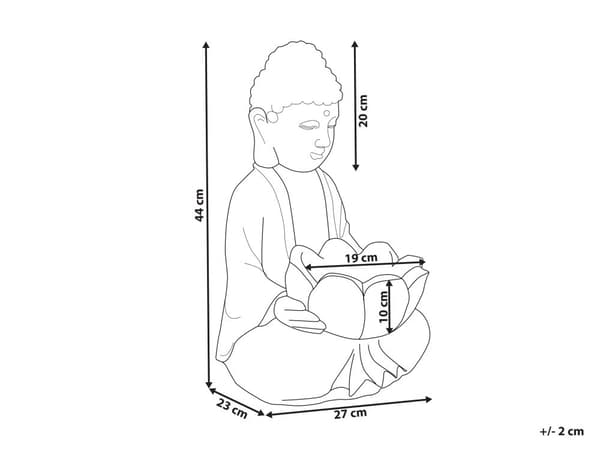Dekorationsfigur Grå MgO 44 cm Prydnad Figur Budda Inomhus Utomhus Dekoration Vardagsrum