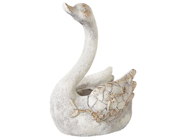 Dekorationsfigur Vit MgO 40 cm Dekorativ Prydnad Svan Inomhus Utomhus Dekoration Vardagsrum