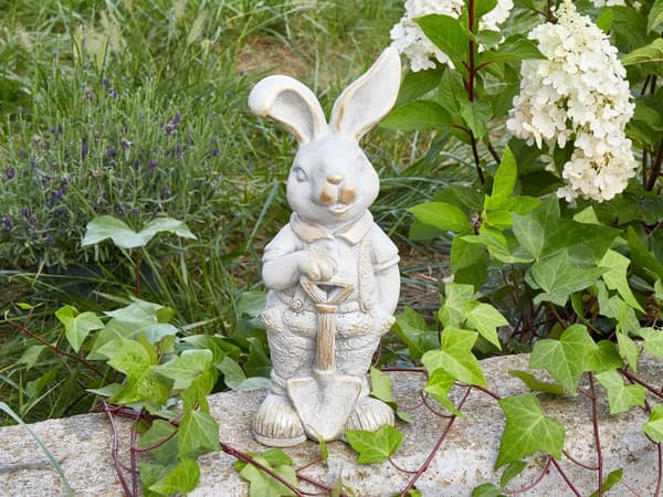 Dekorationsfigur Vit MgO 36 cm Dekorativ Figur Påskhare Inomhus Utomhus Dekoration Vardagsrum
