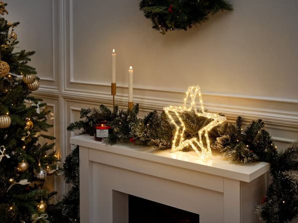 LED-dekoration Vit Akryl 32 x 6 x 31 cm Julstjärna Säsongstillbehör Heminredning med belysning