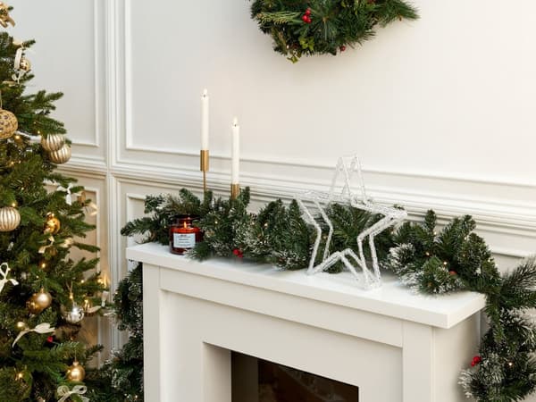 LED-dekoration Vit Akryl 32 x 6 x 31 cm Julstjärna Säsongstillbehör Heminredning med belysning