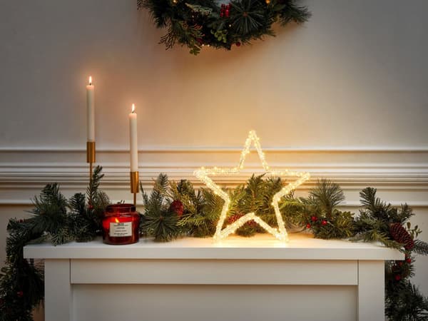LED-dekoration Vit Akryl 32 x 6 x 31 cm Julstjärna Säsongstillbehör Heminredning med belysning