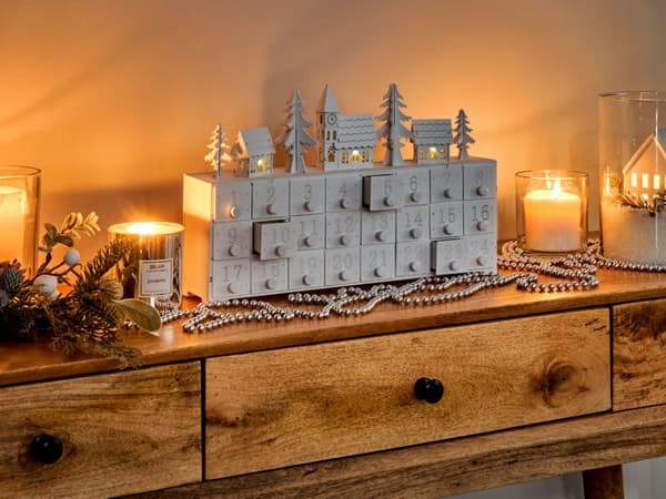 Juldekoration Vit MDF LED Belysning Adventskalender Modern Dekoration