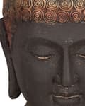 Miniatyrbillede 6 af 7: Dekorativ figur i sort og guld med buddha-dekoration i ældet finish til indendørs brug